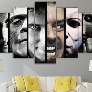 FunktasticWalls - Etsy Horror Room, Movie Room Decor, Movie Wall Art, Horror Decor, Halloween Tattoo, Modern Wall Art Canvas, Movie Room, Canvas Art Wall Decor, Multi Panel Canvas