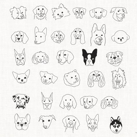 87 Dog Breed Embroidery Designs for Machine - Digital Embroidery Designs Embroidery Designs Digital, Puppy Embroidery Designs, Easy Dog Embroidery, Dog Outline Embroidery, Dog Face Embroidery, Simple Dog Embroidery, Embroidery Dog Patterns, Spaniel Embroidery, Dog Embroidery Patterns