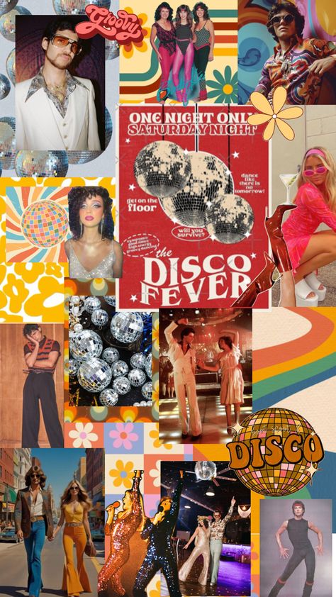 70s Inspired Birthday Party, Disco Party 70s, 70 Theme Party Ideas, 70s Party Aesthetic, 40th Theme Party Ideas Women, Disco Fever Outfit, 70 Party Ideas 70s Theme, 70s Decorations Party, Disco Night Theme Party