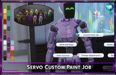 Servo Custom Paint Job | Patreon Cozy Gaming, Custom Paint Jobs, Sims 4 Custom Content, Paint Job, Sims Cc, Basic Colors, Custom Paint, Sims 4 Cc, The Sims 4