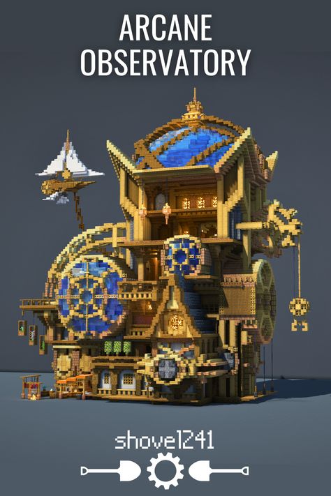 A fantasy minecraft steampunk house design! You can download this build on my Patreon, just follow the link! Minecraft Steampunk House, Fantasy Minecraft, Minecraft Building Blueprints, Construction Minecraft, Minecraft Steampunk, Minecraft Structures, Bangunan Minecraft, Minecraft House Plans, Steampunk House