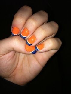 Edmonton Oilers nails Oilers Nails, Hockey Nails, Nail Polish Art Designs, Toe Nail Color, Pretty Toe Nails, Simple Gel Nails, Short Nails Art, Nail Polish Art, Edmonton Oilers