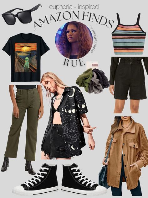 Rue Bennet Outfits, Rue Inspired Outfits, Rue Style Euphoria, Zendaya Euphoria Outfits, Rue Outfits Euphoria, Euphoria Outfits Inspired, Euphoria Moodboard, Euphoria Inspired Outfits, Rue Euphoria Outfits