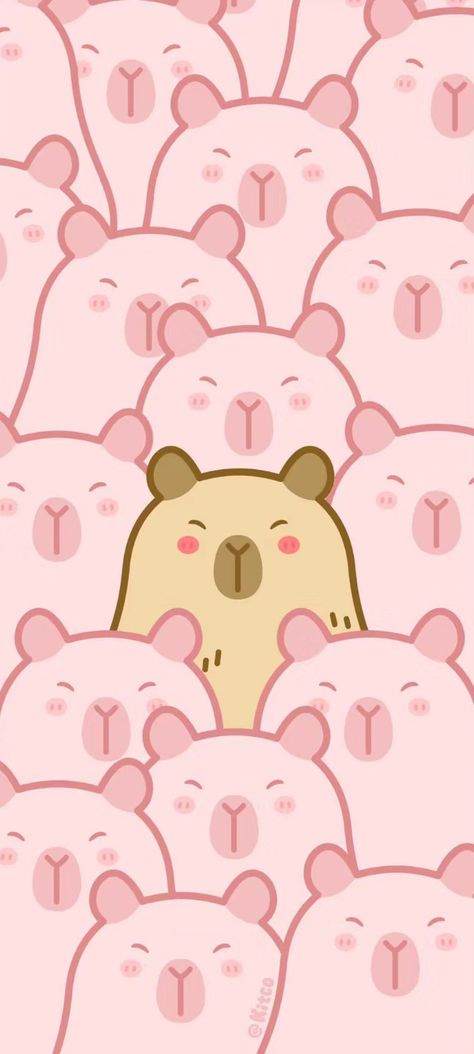 Capybara Wallpaper, Red Kawaii, Spirit Animal Art, Art Jokes, Kawaii Illustration, Pop Art Wallpaper, Aesthetic Pastel Wallpaper, Tumblr Wallpaper, Kawaii Wallpaper