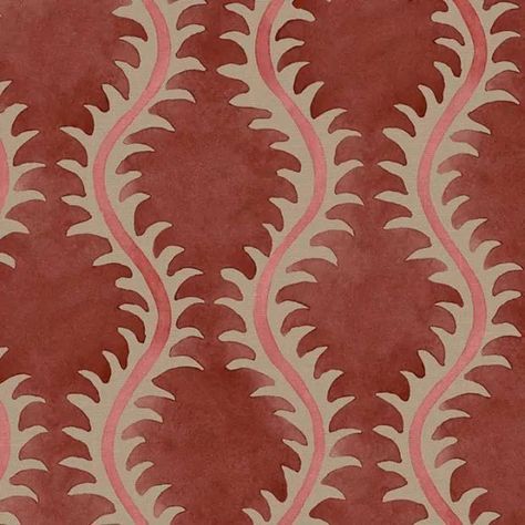 Ethnic Print Pattern, Pink Waves, Linwood Fabrics, Helter Skelter, Printed Linen Fabric, Coral Design, Book Wrap, Fabric Red, Indian Fabric