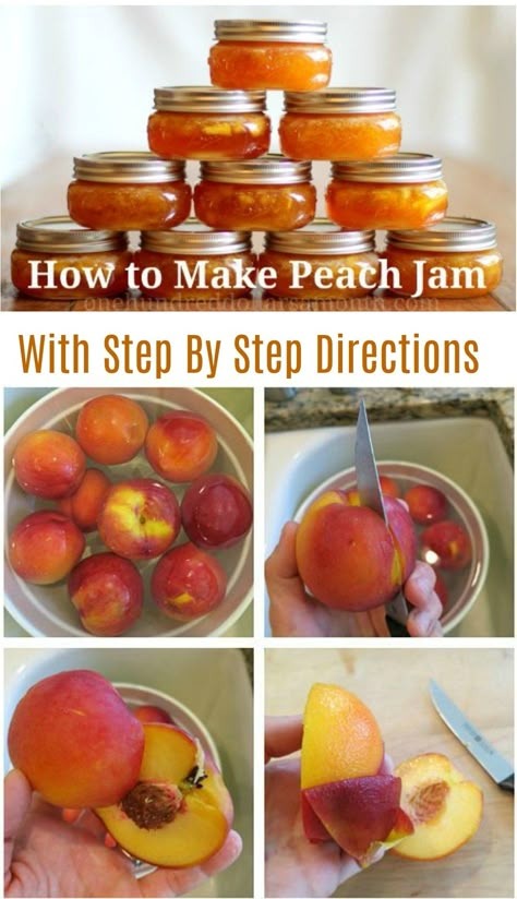 Canning 101 - How To Make Peach Jam - One Hundred Dollars a Month Peach Jam Recipe, Canning Peaches, Canning 101, Peach Preserves, Jam Recipes Homemade, Canning Jam, Peach Jam, Jam And Jelly, Jelly Recipes