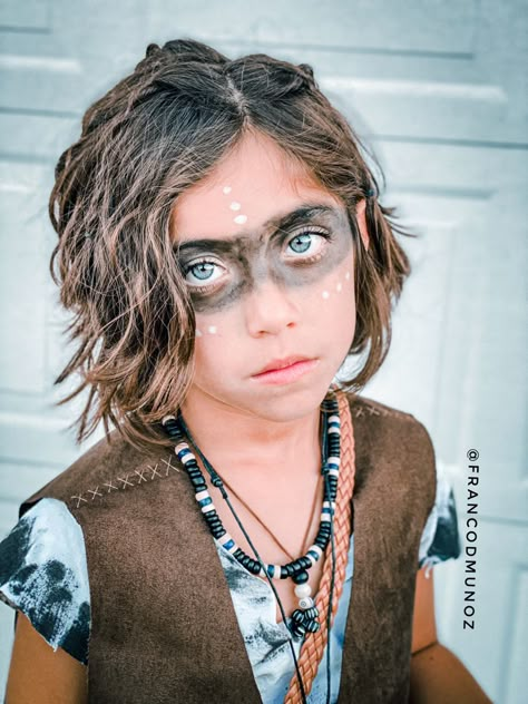 Boy Fairy Costume, Peter Pan Makeup, Lost Boy Costume Diy, Boys Wolf Costume, Diy Peter Pan Costume For Boys, John Costume Peter Pan, Lost Boys Aesthetic Peter Pan, The Lost Boys Cosplay, Lost Boys Costume