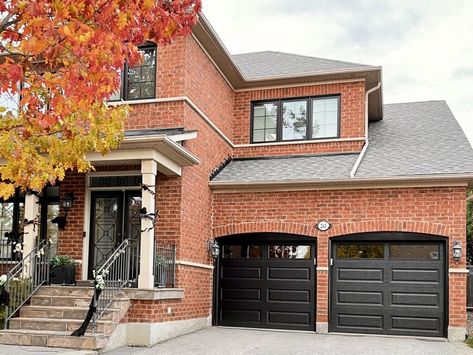 Picking the right colour of garage door significantly impacts the overall look of your home’s curb appeal. The most popular colour choices are black, charcoal, white, brown, sandstone, and almond. The best colour for your home will usually be one that blends well with your home’s exterior and entrance door colour. Your garage door makes … Choosing the right garage door colour Read More » The post Choosing the right garage door colour appeared first on Garage Door Beasts. Almond Garage Door, Black Garage Door Brick House, Charcoal Garage Door, Grey Garage Doors, Brown Garage Door, Brown Brick Houses, Black Garage Door, Black Garage Doors, Black Window Trims