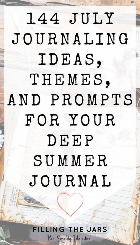 Get inspired with 144 July journaling ideas and July journal prompts. This collection of summer journal prompts is perfect for those seeking journal inspo and July journal ideas writing prompts. These themes and prompts will help you make the most of your summer journal, capturing the warmth and vibrancy of the season. July writing, July journaling ideas, summer journal, summer vibes. July Journal Ideas, July Journal Prompts, Summer Journal Prompts, Journal Ideas Writing Prompts, Journal Ideas Writing, July Journal, Deep Summer, Journal Prompts For Kids, Summer Journal