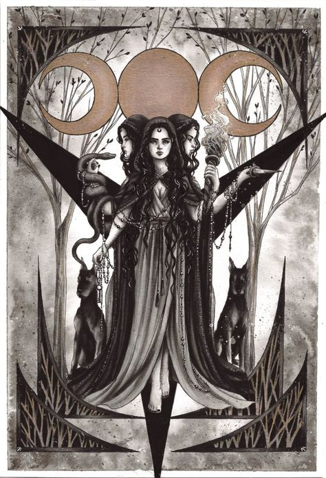 Goddess Of Witchcraft, Greek Goddess Art, Goddess Magick, Hecate Goddess, Arte Peculiar, Goddess Tattoo, Roman Gods, Witchy Wallpaper, Greek Mythology Art