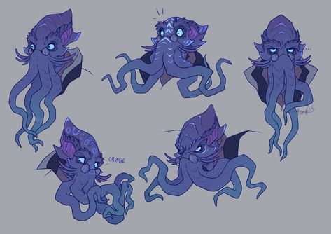 Ocean Themed Dnd Character, Cthulu Character Design, Octopus Character Design Male, Aquatic Alien Concept Art, Jellyfish Character Design Male, Ocean Themed Character Design, Cosmic Horror Character Design, Leviathan Character Design, Illithid Character Art