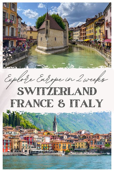 Visiting Switzerland, France and Italy is a dream for many travelers. To explore the Swiss Alps, the French Riviera and Northern Italy. So we've created a 14-day itinerary that takes you around the best of Switzerland, the South of France and Northern Italy. Read our post to find out: How to get around Switzerland, France and Italy · How to plan your road trip · The best places to visit in Switzerland, Southern France and Northern Italy · Matterhorn, Annecy, Calanques, Cinque Terre and more Italy Switzerland France Itinerary, Paris Switzerland Italy Itinerary, France Germany Switzerland Itinerary, France And Switzerland Itinerary, France Italy Itinerary, France Itinerary One Week, France And Italy Itinerary, Northern Italy Switzerland Itinerary, Switzerland And Austria Itinerary