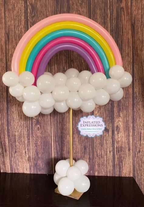 Rainbow Balloon Centerpiece, Care Bears Birthday Party, Balloon Centerpiece, Care Bear Party, Unicorn Birthday Party Decorations, Care Bear Birthday, Rainbow First Birthday, Diy Balloon Decorations, Girl Birthday Decorations