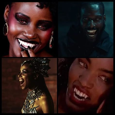 Mixed Race Black Women, Black Women In Horror, Vampire Aesthetic Female, Black Vampire Girl, Black Vampire Aesthetic, Brown Vampire, Black Vampires, Black Horror, Afro Goth