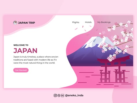 Anime Website Design, Japan Web Design, Japanese Website Design, Blog Ui Design, Japan Presentation, Trip Website, Cute Website Design, Presentation Slide Design, Website Homepage Design