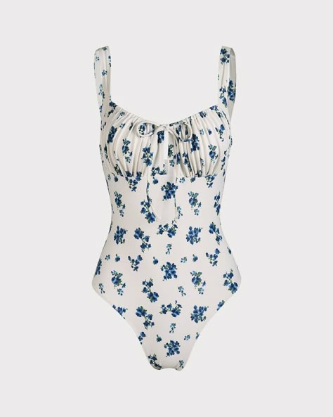 Blue Floral Tie, Bathing Suit Outfits, Cute One Piece Swimsuits, Swimsuit Inspo, Swimwear Pattern, Floral Swimwear, Tailored Clothes, Trendy Swimsuits, Floral One Piece Swimsuit