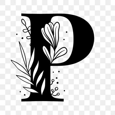 Letter P Lettering, The Letter P Design, Letter P Monogram, Letter P Design, Halloween Pictures To Draw, P Letter Design, P Font, Painted Monogram, Flower Typography