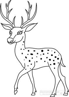 Wild Animal Drawings Simple, Deer Clipart Black And White, Wild Animals Drawing Easy, Deer Outline Drawing, Animal Outline Drawing, Deer Black And White, Picture Outline, Deer Outline, Simple Car Drawing