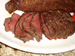 Print Tender Venison Loin (London Broil Style) | Just A Pinch Venison Tenderloin Recipes, Venison Loin, Cooking Venison Steaks, Venison Tenderloin, Venison Backstrap, London Broil Recipes, Deer Recipes, Venison Steak, Deer Meat Recipes