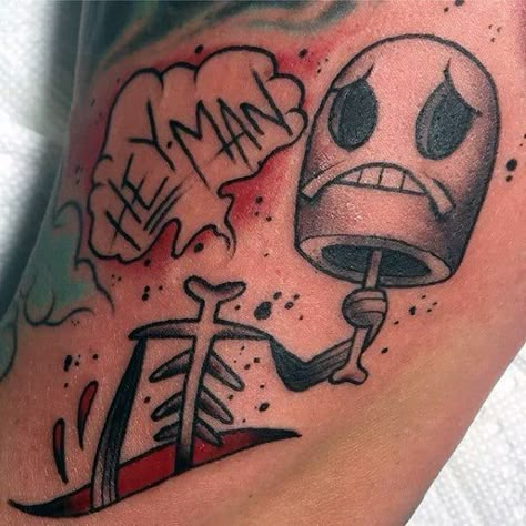 Trashy Tattoos, Spongebob Tattoo, Theme Tattoo, Creepy Tattoos, Geniale Tattoos, Incredible Tattoos, Tattoo Designs For Men, Funny Tattoos, Cartoon Tattoos