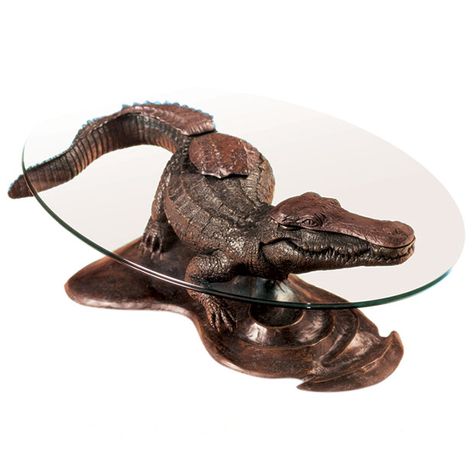 Bespoke Bronze Sculpture | Mark Stoddart | Alligator Coffee Table Fantasy Furniture, American Alligator, Sitting Buddha, Bronze Table, Cow Art, Steel Sculpture, Marble Sculpture, Cute Home Decor, Diy Projects On A Budget