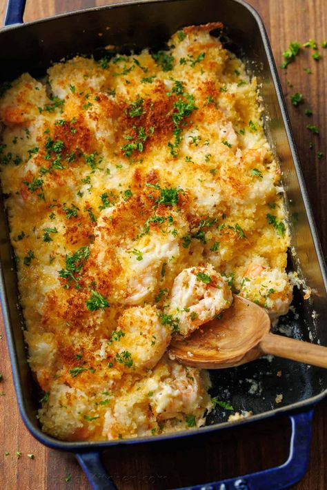 Shrimp Boil Oven Bake, Seaside Comfort Casserole, Shrimp And Scallop Casserole Recipes, Shrimp Pasta Casserole, Shrimp Gobernador, Make Ahead Shrimp Recipes, Baked Stuffed Shrimp Casserole, Cooked Shrimp Recipes Easy, Baked Shrimp Casserole