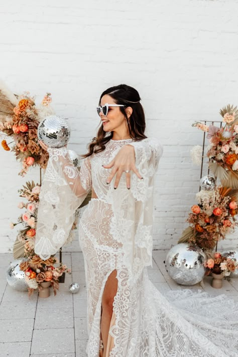 Disco Glam Wedding Dress, Disco Inspired Wedding Dress, 70s Bridal Shower Outfit, Retro Wedding Elopement, Retro Wedding Bridesmaid Dress, 70s Disco Wedding Dress, Disco Inspired Wedding, Luxe Disco Wedding, Retro Bridal Party