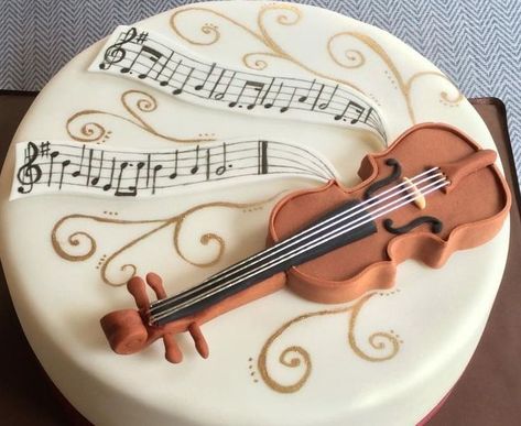 Violin Cake, Art Party Cakes, Bolo Musical, Violin Pics, Music Themed Cakes, Music Cakes, Music And The Brain, Music Cake, Realistic Cakes