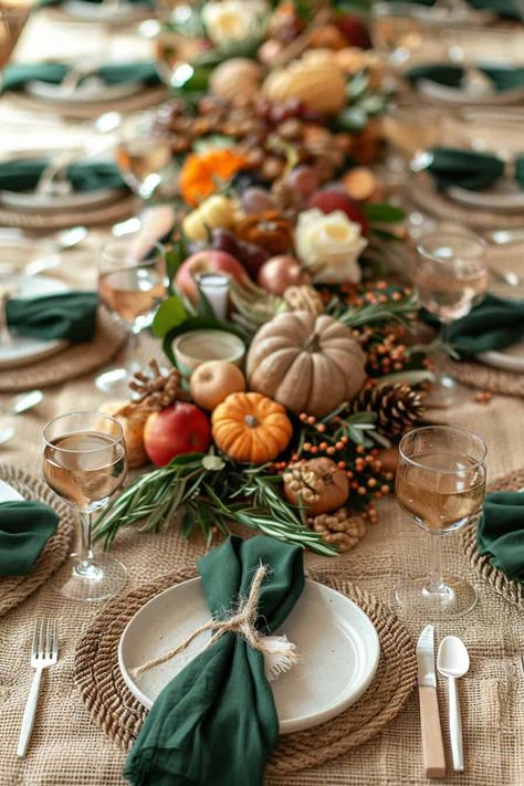 Fall Tablescape Ideas Classy Fall Tablescape, Fall Dinner Table Setting Ideas, Fall Birthday Centerpieces, Thanksgiving 2024 Tablescape, Rustic Fall Table Decor Centerpieces, Vintage Fall Tablescapes, Fall Birthday Decorations Party Ideas, Fall Table Set Up, Fall Table Cloth Ideas