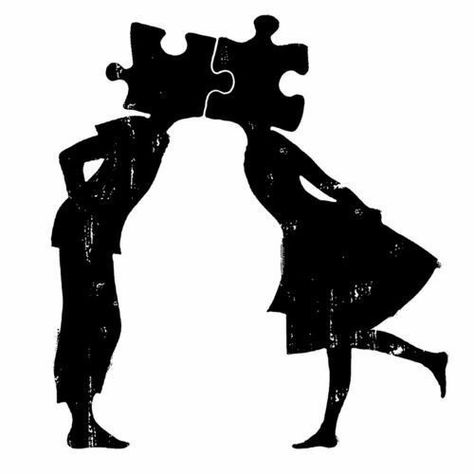 Silhouette of a couple kissing Puzzle Piece art Arte Peculiar, Art Tumblr, Card Reading, Banksy, Puzzle Pieces, Tarot Reading, Tarot Card, Make Me Smile, Human Silhouette