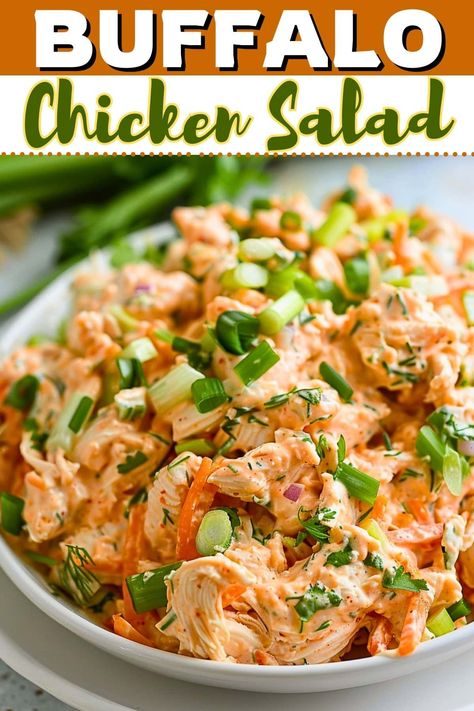 This creamy buffalo chicken salad is a unique take on a classic! It's light and refreshing with just the right amount of heat from the buffalo sauce. Buffalo Chicken Salad Recipe, Buffalo Chicken Dip Easy, Easy Buffalo Chicken, Dip Easy, Chicken Salad Recipe Easy, Buffalo Chicken Salad, Boiled Egg Diet Plan, Chicken Salad Recipe, Chicken Salad Sandwich