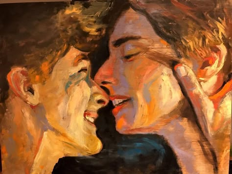 A Little Life Fanart, Hug Art, Tender Kiss, Kiss Painting, Skam France, Art Galleries Design, Tender Love, Couple Painting, Lgbt Art