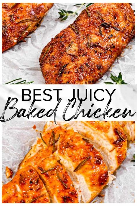 Juicy Baked Chicken Breast sprinkled with a delicious brown sugar and paprika seasoning, then baked until caramelized. It’s simple, fast, healthy and incredibly tasty! Paprika Seasoning, Juicy Baked Chicken Breast, Juicy Chicken Breast Recipes, Chicken Boneless Breast Recipes, Juicy Baked Chicken, Oven Baked Chicken Breasts, Chicken Breast Recipes Baked, Ways To Cook Chicken, Chicken Breast Fillet