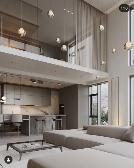 Double Height Living Room, Indie Room, Modern Houses Interior, Luxury House Designs, A Living Room, Apartment Room, 인테리어 디자인, Living Design, Interior Architecture Design