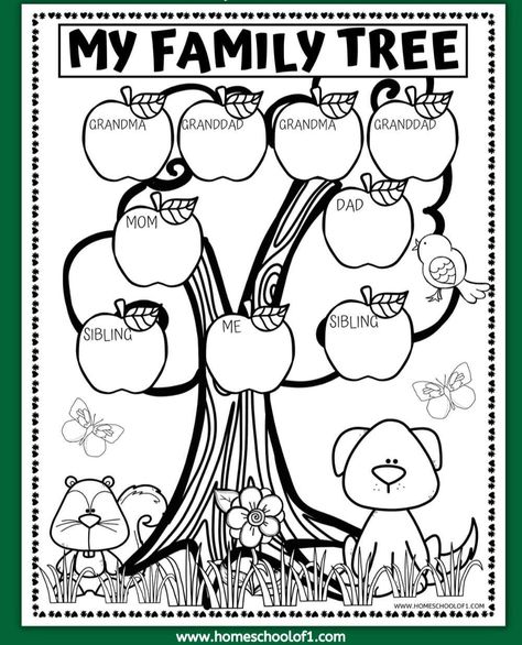 My Family Tree Coloring Page (free worksheet) Family Tree Coloring Page, Family Tree Ideas For Kids, Family Tree Kindergarten, Simple Coloring Pages For Kids, Printable Family Tree, Tree Worksheet, Family Tree For Kids, Simple Coloring Pages, Family Tree Craft