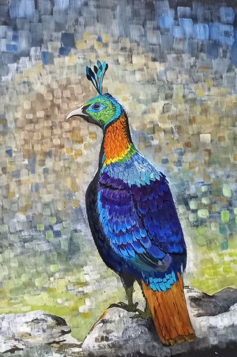 monal, uttarakhand state bird Monal Bird, Heritage Paint, Shapes Art, State Symbols, Geometric Shapes Art, State Birds, Work Art, Bird Painting, Sketches Simple