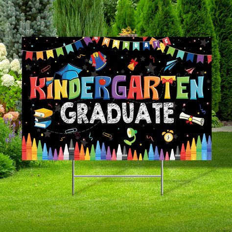 PRICES MAY VARY. Graduation Kindergarten Decorations: you will receive 1 piece of kindergarten graduation lawn sign, 1 piece of sturdy metal stake and 2 pieces of hard glues, which will be well displayed on your lawn and make your yard stand out Reliable Material: kindergarten graduation decoration is made of quality PP plastic material, sturdy and reliable, with exquisite workmanship and vibrant colors, printed on a single side, strong and waterproof, which can serve you for a long time Proper Kindergarten Yard, Kindergarten Graduation Decorations, Decoration Kindergarten, Graduation Kindergarten, Elementary Graduation, Backyard Graduation Party, Kindergarten Decorations, Graduation Yard Signs, Graduation Signs