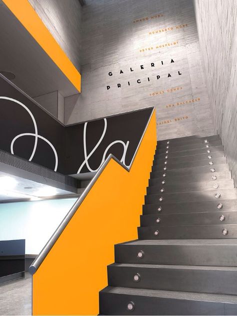 Colorful stairs Colorful Staircase, Terrace Decoration, Staircase Designs, Escalier Design, Way Finding, Wayfinding Design, Environmental Graphic Design, Signage Wayfinding, Interior Stairs