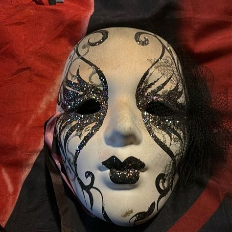 Porcelain mask Goth Mask Masquerade Ball, Goth Masquerade Mask, Goth Masks, Masquerade Aesthetic, Goth Mask, Porcelain Mask, Goth Diy, White Masks, Dark Mask