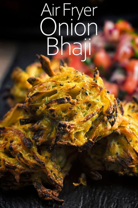 An onion bhaji or bhajiya as an Indian snack, starter or side that is in all but name a pakora. My version is generously spiced although not hot with chili and is cooked in an air fryer. Don't worry though I have frying instructions too! #indianonionbhaji #howtomakeonionbhaji Onion Bhaji Recipes, Onion Bhaji, Air Fryer Recipes Vegetarian, Bhaji Recipe, Air Fry Recipes, Easy Air Fryer, Air Fryer Dinner Recipes, Air Fryer Recipes Easy, Air Fryer Recipes Healthy