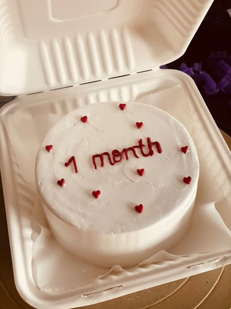 Monthsary Cake Design, 1 Month No Contact Cake, Bento Cake Calendar Design, Monthsary Bento Cake, 1 Month Cake Ideas, One Month Cake Baby Boy, 1 Month Anniversary Cake, One Month Anniversary Cake, 1 Month Cake Baby Boy