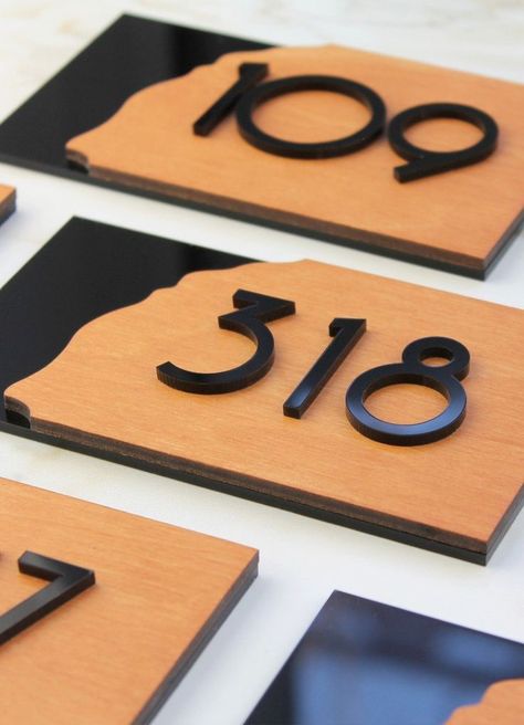 Door Signs Wooden, Wood Door Sign, House Number Plates, Room Signage, Custom Interior Doors, Door Plates, Cnc Router Projects, Signs Design, Laser Cut Decor