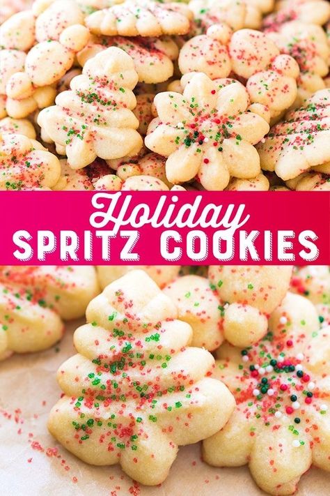 Christmas Spritz Cookies, Spritz Cookie Recipe, Spritz Cookies, Xmas Cookies, Christmas Cooking, Easy Cookie Recipes, Recipes Chicken, Savoury Cake, Cookies Recipes Christmas