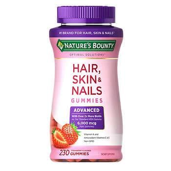 Nature's Bounty Hair, Skin and Nails Advanced, 230 Gummies | Costco Nature's Bounty Hair Skin And Nails, Hair Skin Nails Gummies, Nails Vibrant, Gluten Free Brands, Hair Skin And Nails, Acne Cleansers, Lustrous Hair, Artificial Sweeteners, Nature's Bounty