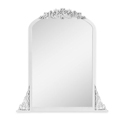 Arched Full-Length Solid Wood Carving Floor Mirror - Bed Bath & Beyond - 36603191 White Frame Mirror, Wood Frames Diy, Mirror Unique, Carved Mirror, Decorative Wall Mirror, Full Length Mirror Wall, Baroque Design, Arched Mirror, Wood Wall Mirror