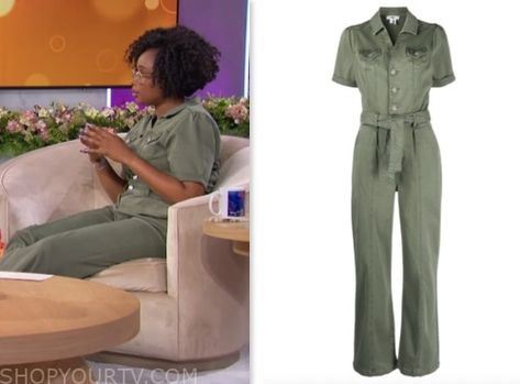 The Jennifer Hudson Show: October 2023 Jennifer Hudson's Green Utility Jumpsuit Utility Jumpsuit, Jennifer Hudson, Fashion Looks, Jumpsuit, Tv, Green, Clothes