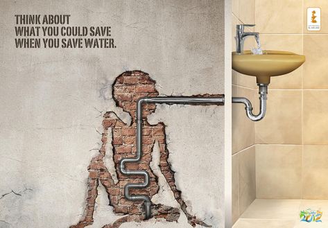 25 Clever Advertisements You Need To See - Hongkiat Water Campaign, 3d Tipografi, Save Water Poster, Clever Advertising, Water Poster, 광고 디자인, World Water Day, Water Day, Publicidad Creativa