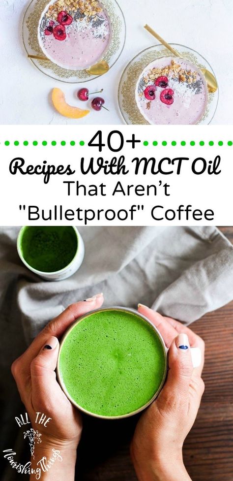 Sensitive to or avoiding caffeine but still want to enjoy the many benefits of MCT Oil? Hot and cold drinks, smoothies, salad dressings, mayo, and more... here are over 40 easy and nourishing MCT oil recipes that AREN'T Bulletproof Coffee! #allthenourishingthings #mctoil #bulletproofcoffee #ketones #keto #mcts #realfood #ketosis #metabolism #weightloss Benefits Of Mct Oil, Mct Oil Recipes, Mct Oil Benefits, Real Food Snacks, Drinks Smoothies, Keto Diet Breakfast, Pineapple Smoothie, Keto Drink, Bulletproof Coffee