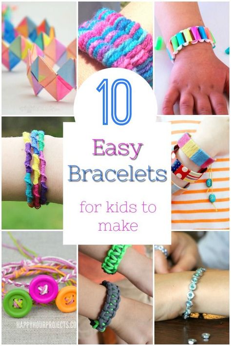 Easy and cool bracelets for kids to make! These DIY bracelets are simple enough for young kids to create. A great craft for a rainy day! #crafts #diy #bracelets #kids #parenting #summer #rainyday Simple Diy Bracelets, Crafts For Girls Age 5-8, Friendship Crafts For Kids, Bracelet Crafts For Kids, Kids Bracelets Diy, Bean Crafts, School Bracelets, Paper Bracelets, Easy Bracelets