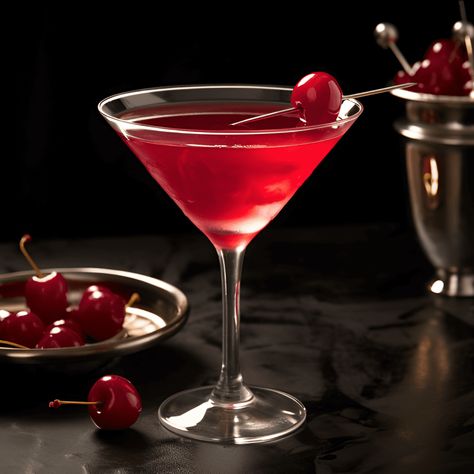 Amarena Cherry Cocktail Recipe - The Amarena Cherry Cocktail is a harmonious blend of sweet, sour, and slightly bitter flavors. The sweetness of the cherry syrup is balanced by the tartness of the lemon juice, while the vodka adds a smooth, clean finish. The Amarena cherry garnish adds a touch of bitterness, making this cocktail a well-rounded, flavorful experience. Cherry Cocktail Recipes, Grapefruit Mocktail, Campari Spritz, Cherry Drink, Brandy Cocktails, Drinks Photography, Cherry Syrup, Blossom Cherry, Cherry Brandy